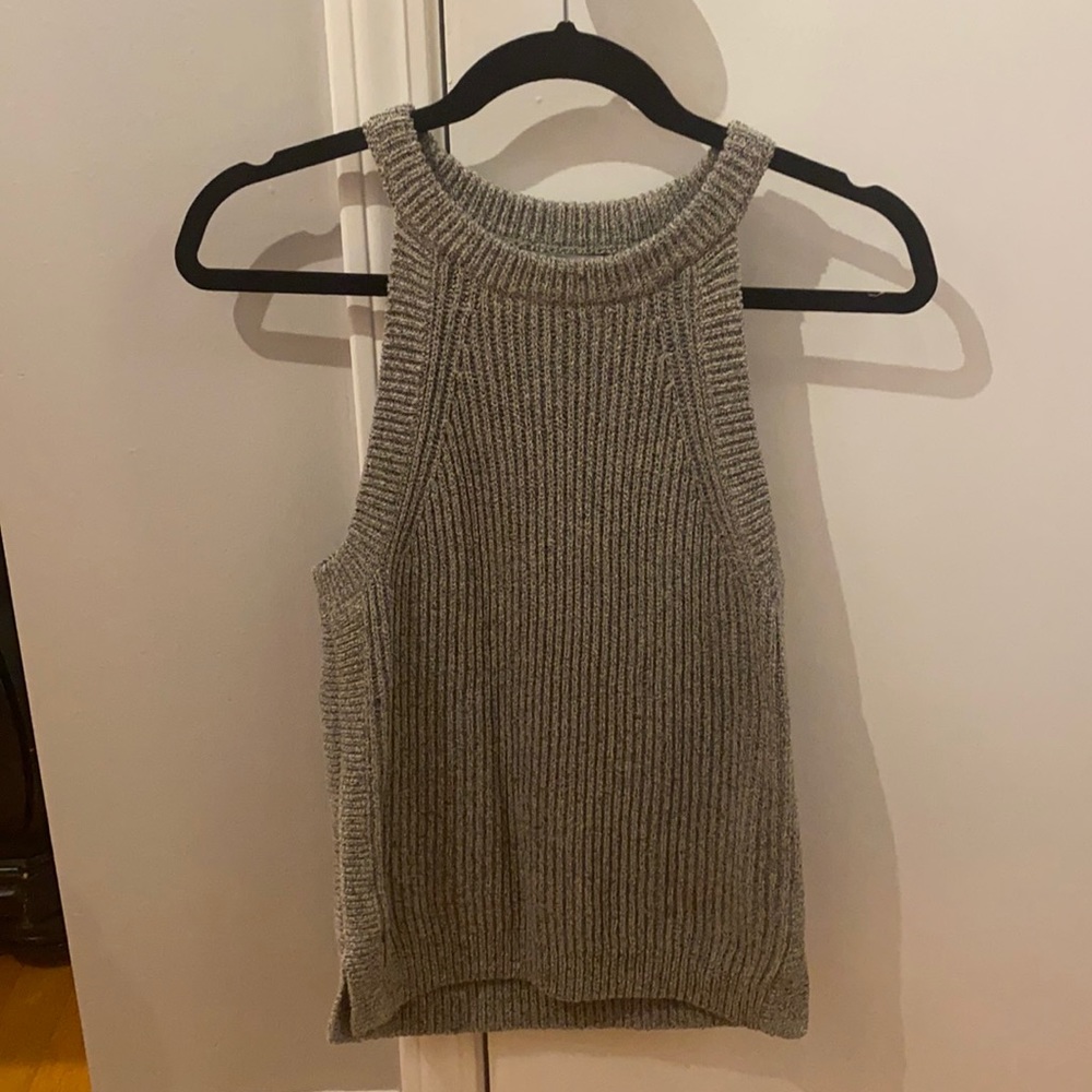 Gray sleeveless sweater
